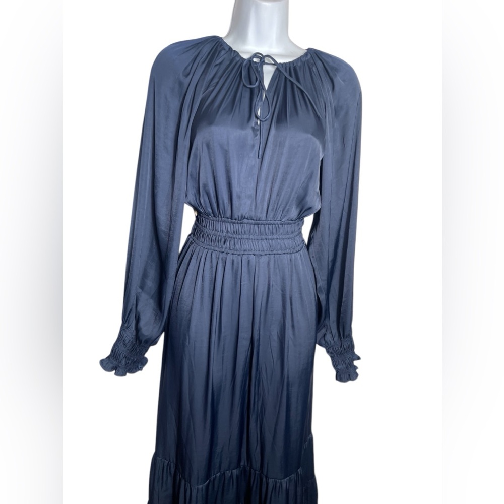 AUGUST SKY dress size small midnight navyβ blue satin maxi dress ππ - Picture 4 of 10